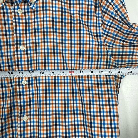 Eton Shirt Slim Mens 16.5 Slim Fit Large 42 Blue Red Plaid 100% Cotton - Picture 4 of 11